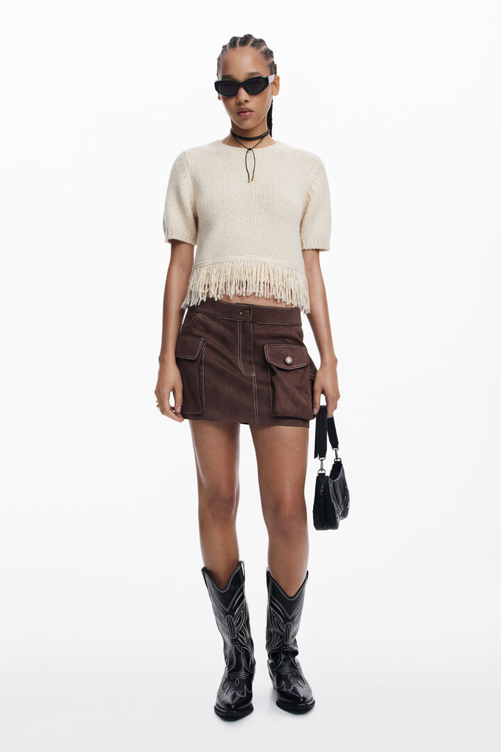 Fringed thick knit T-shirt | Desigual
