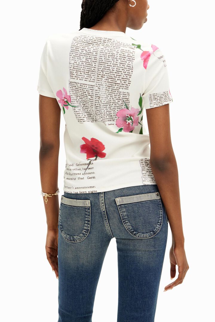 Floral newspaper T-shirt | Desigual