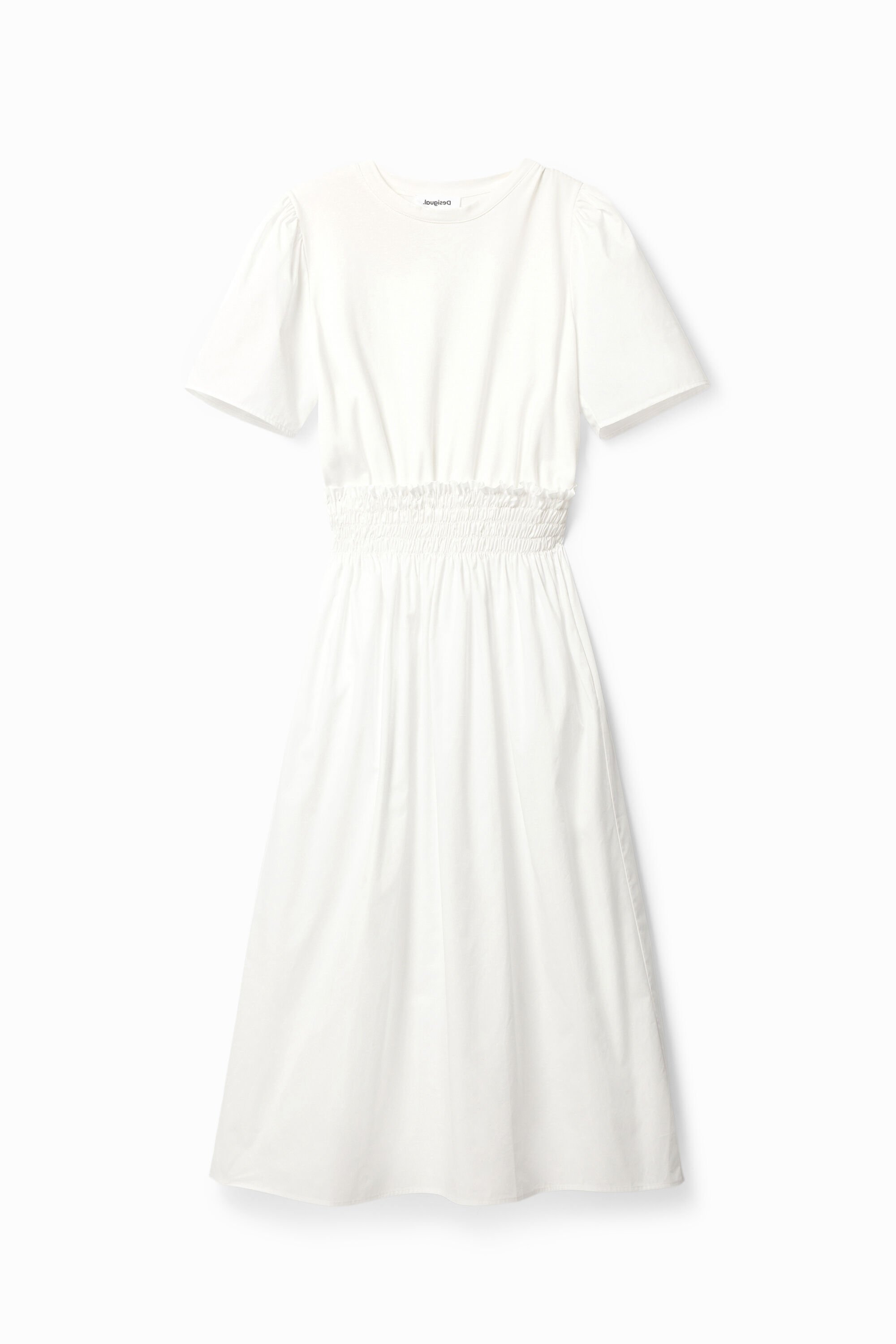 Thumbnail - Desigual, Einfarbiges Midikleid Kombi, Baumwolle, Weiß, M