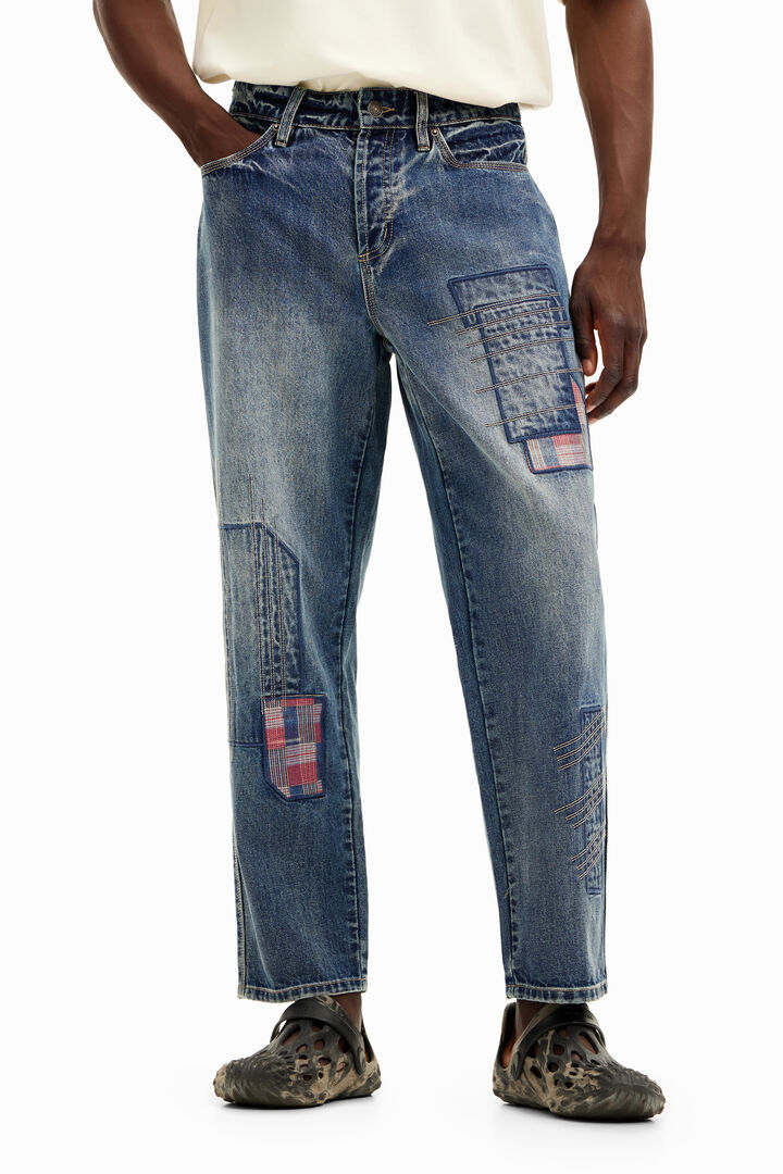 Patched denim pants | Desigual