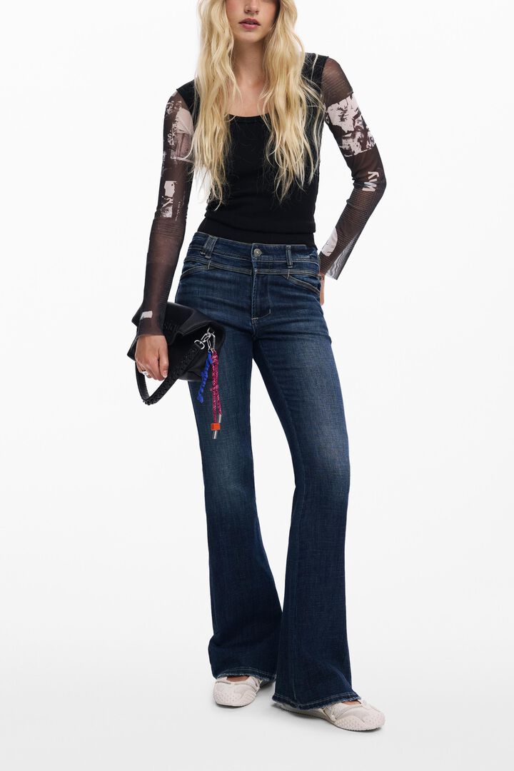 Chiffon sleeve T-shirt