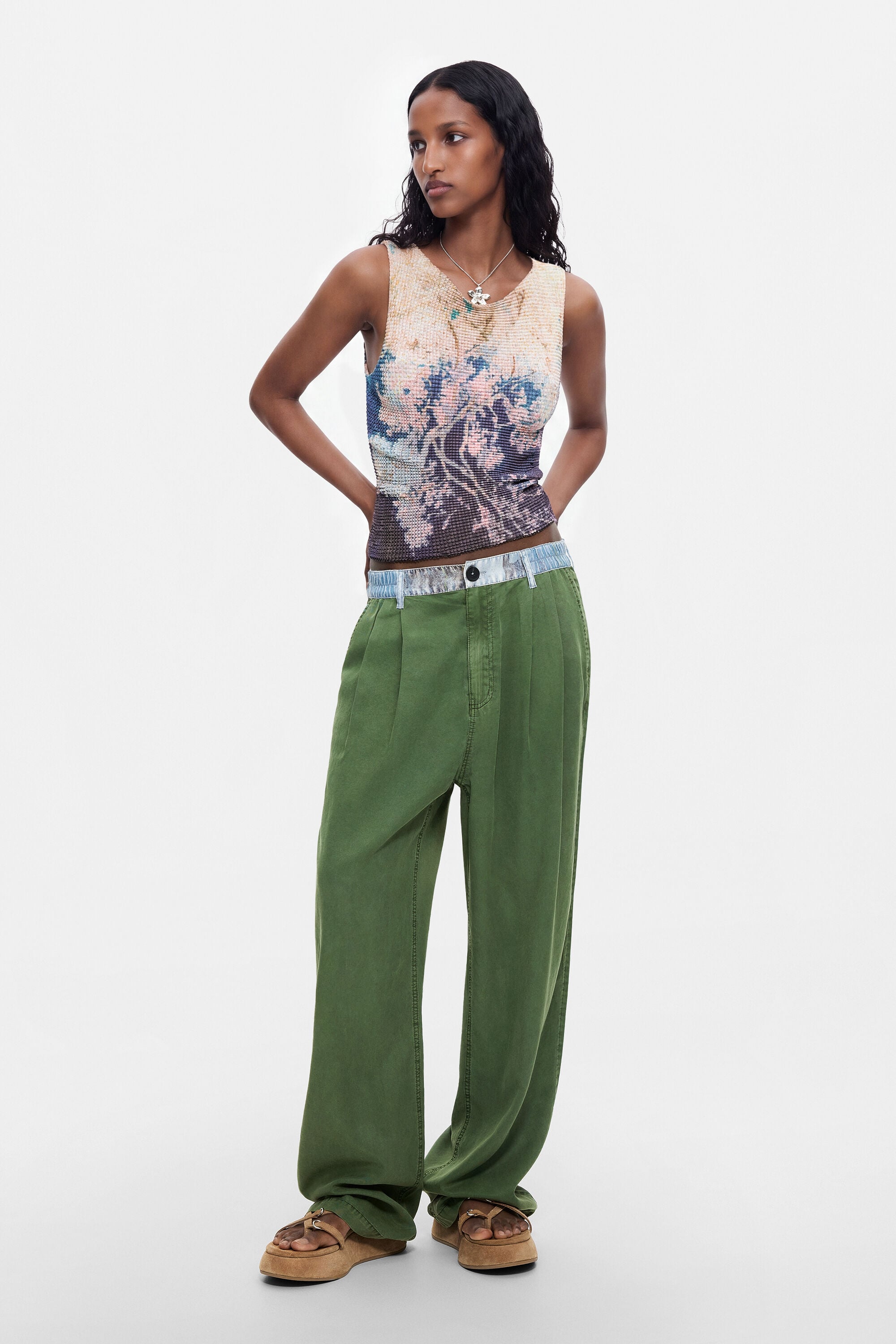 Desigual Women's Vert Trousers Silk - Image 2