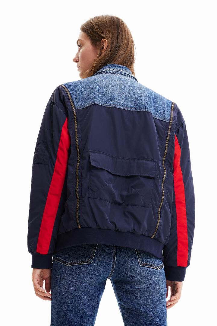Hybrydowa kurtka dżinsowa bomberka oversize | Desigual