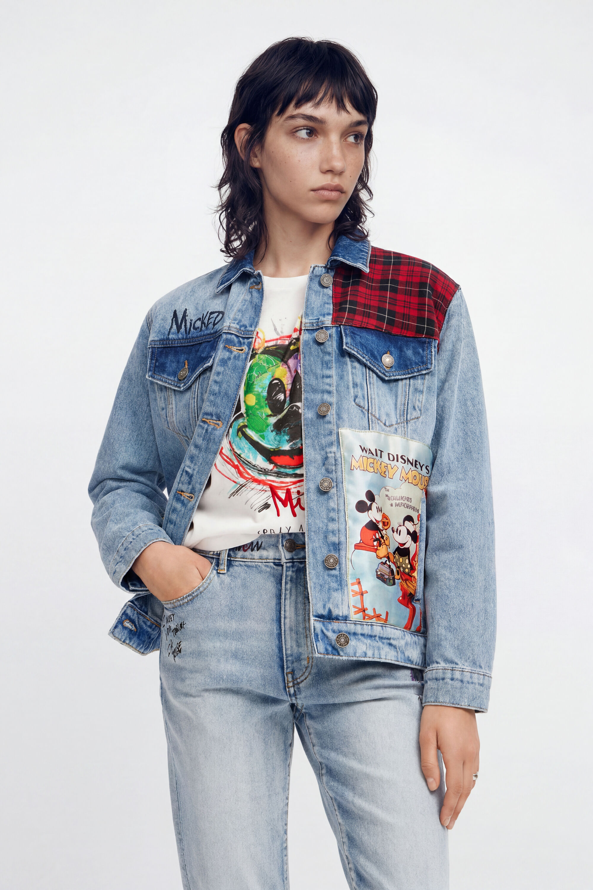 Desigual, Chaqueta vaquera trucker Mickey Mouse, Algodon, Azul