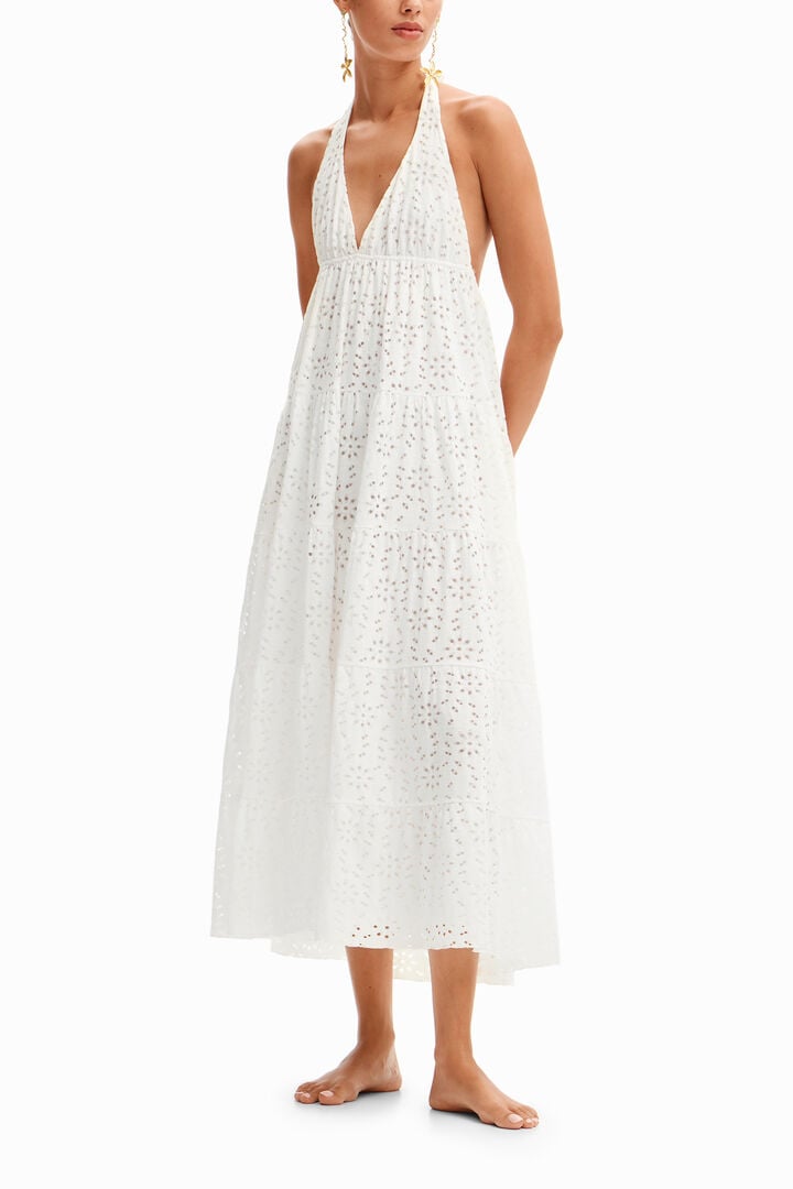 Long plunging halter dress | Desigual