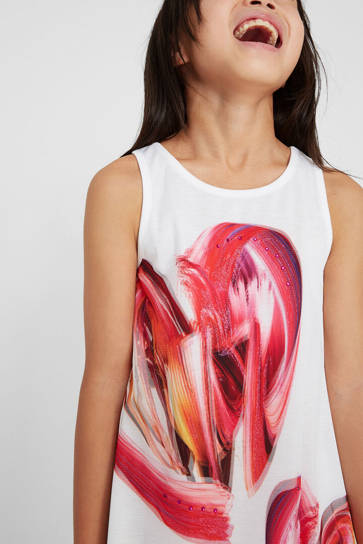 Vestido corto capa tul frontal | Desigual
