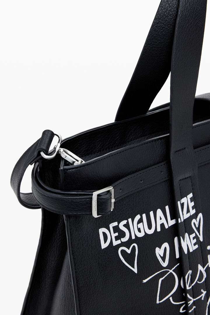 Bolsa shopper efeito couro letras grande | Desigual