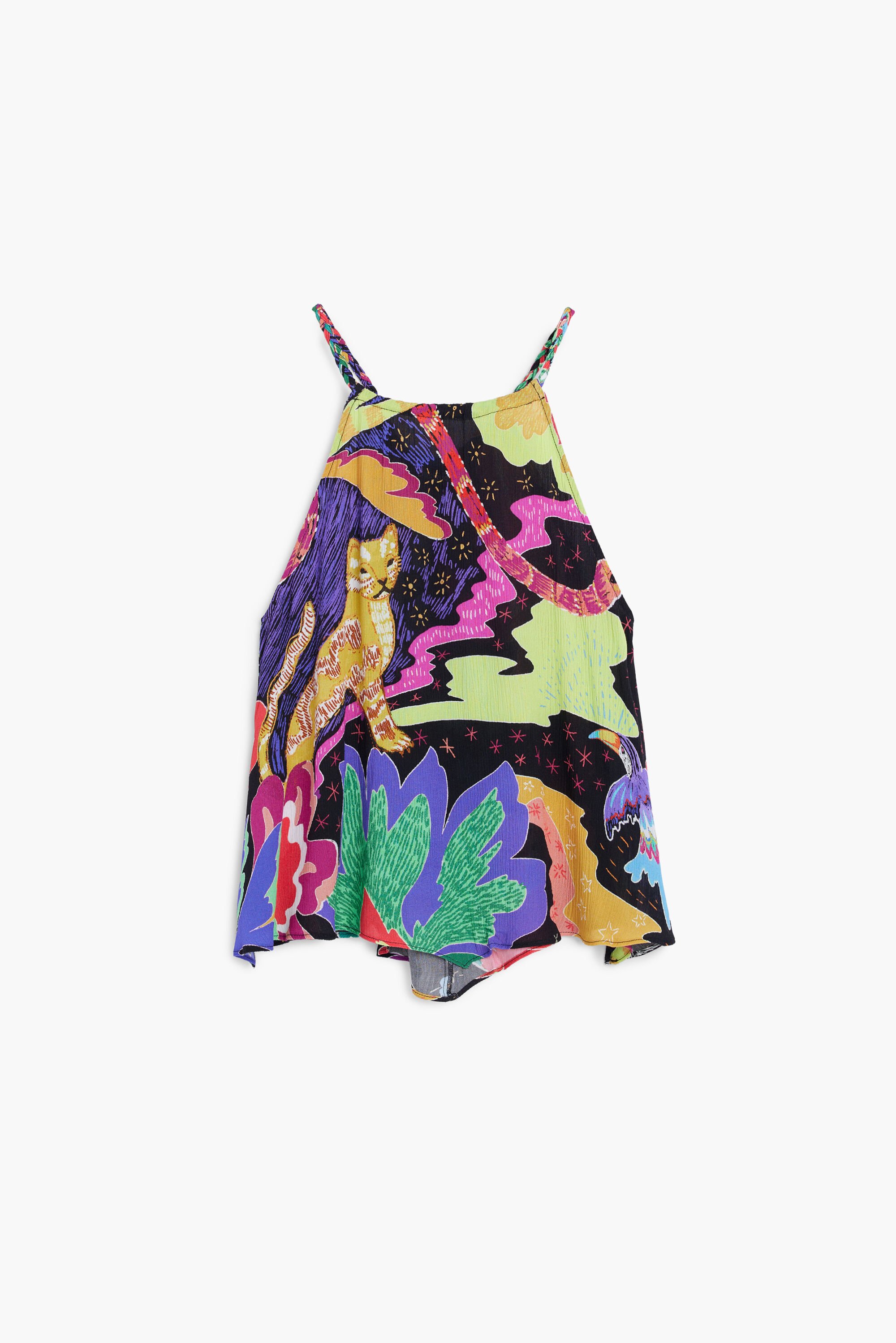 Haltertop met bloemen