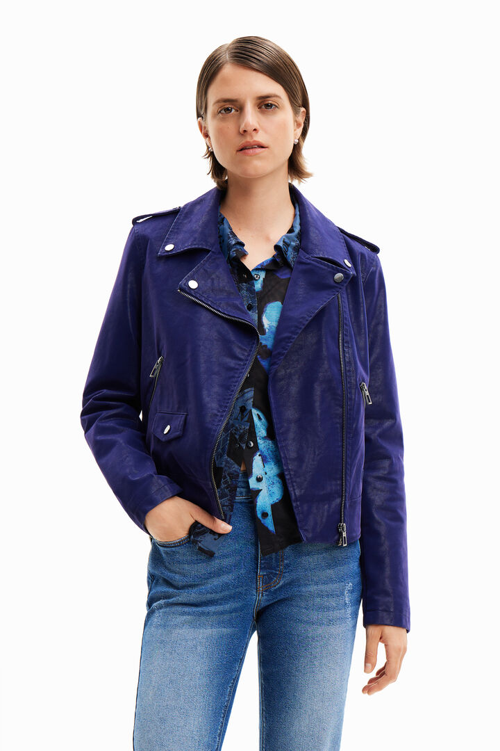 Textured biker jacket