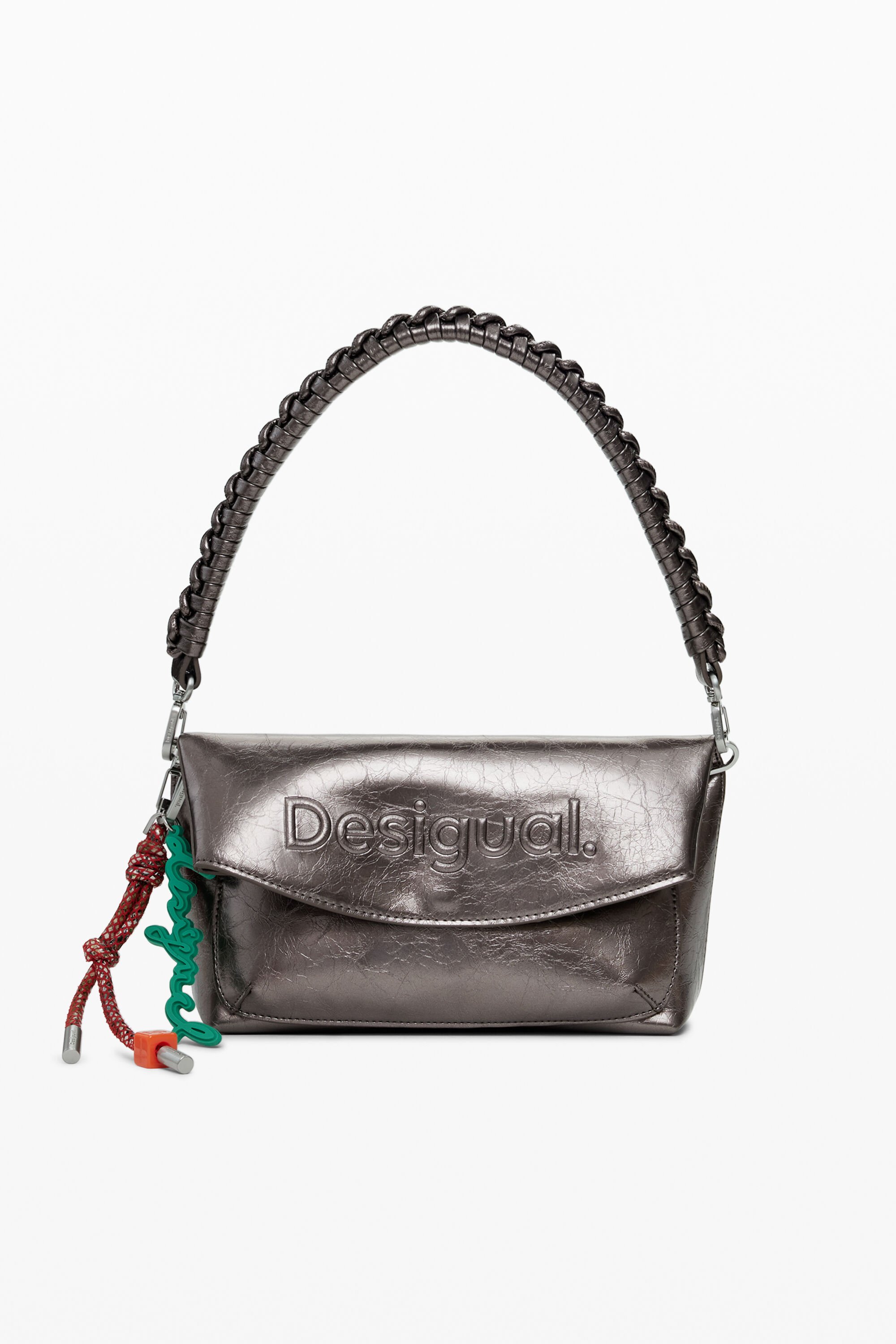 Sac logo 3D rabat métallisé moyen - Desigual - Modalova