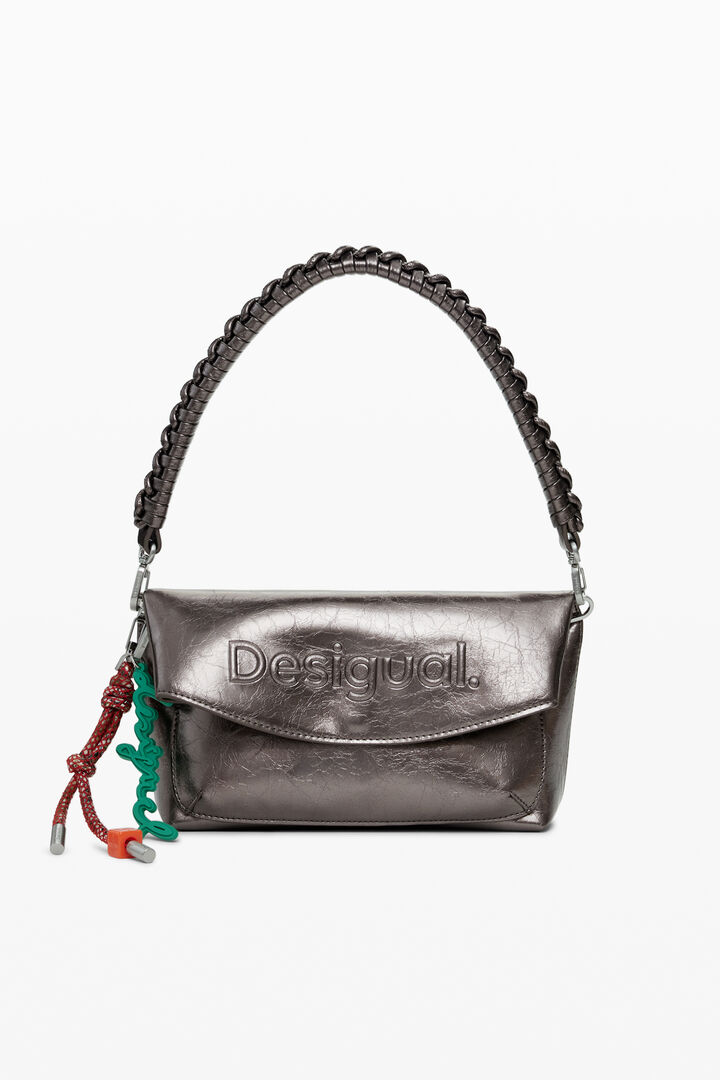 Medium metallic flap bag with 3D logo