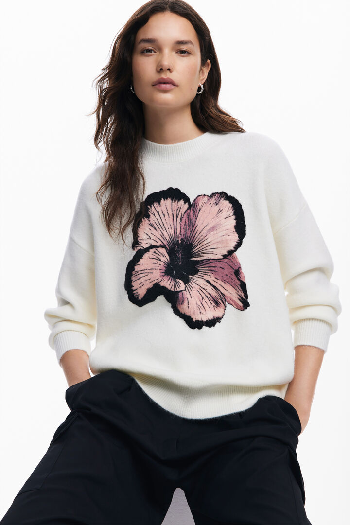 Contrast flower sweater | Desigual