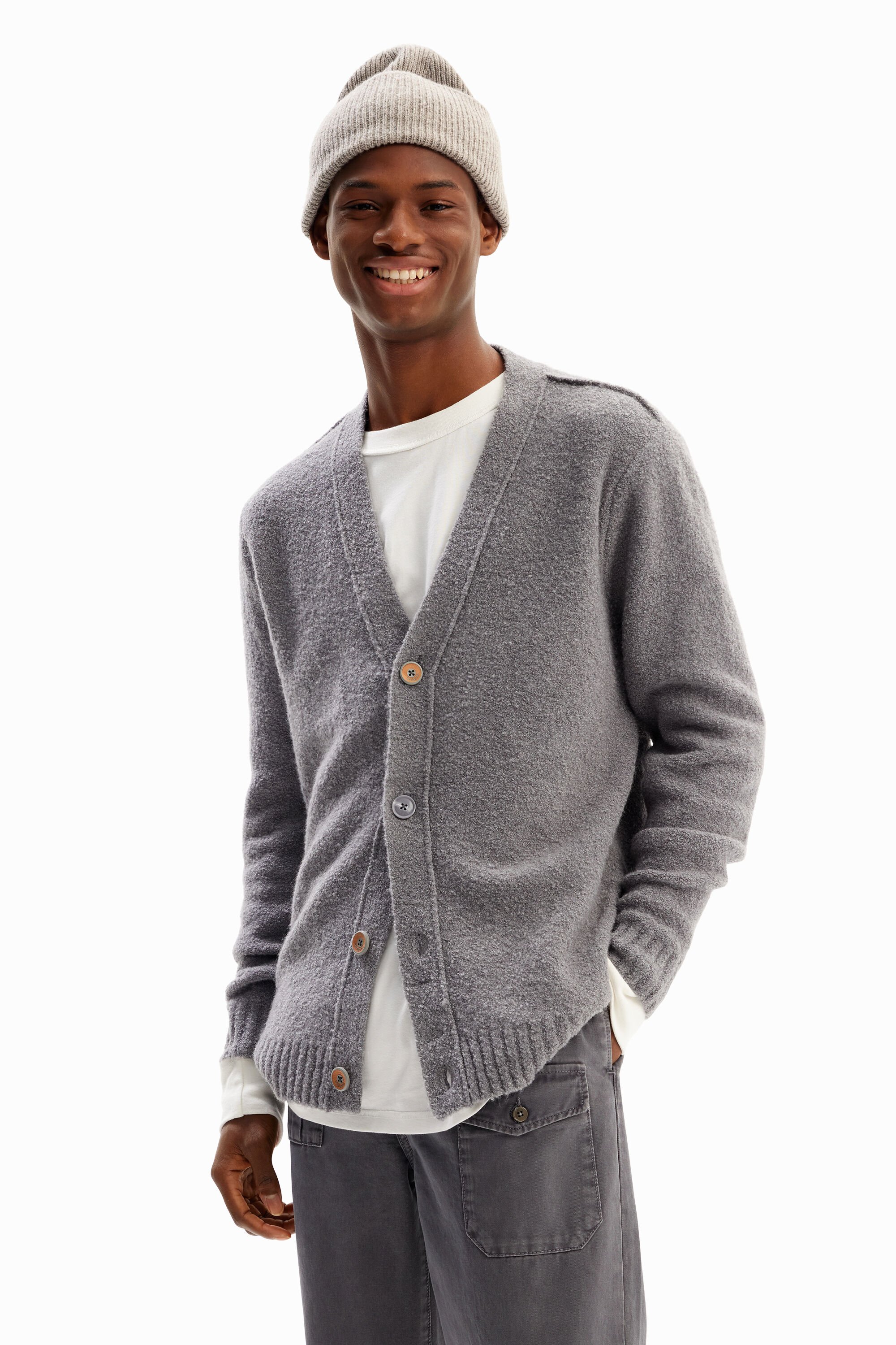 Desigual Plain textured cardigan