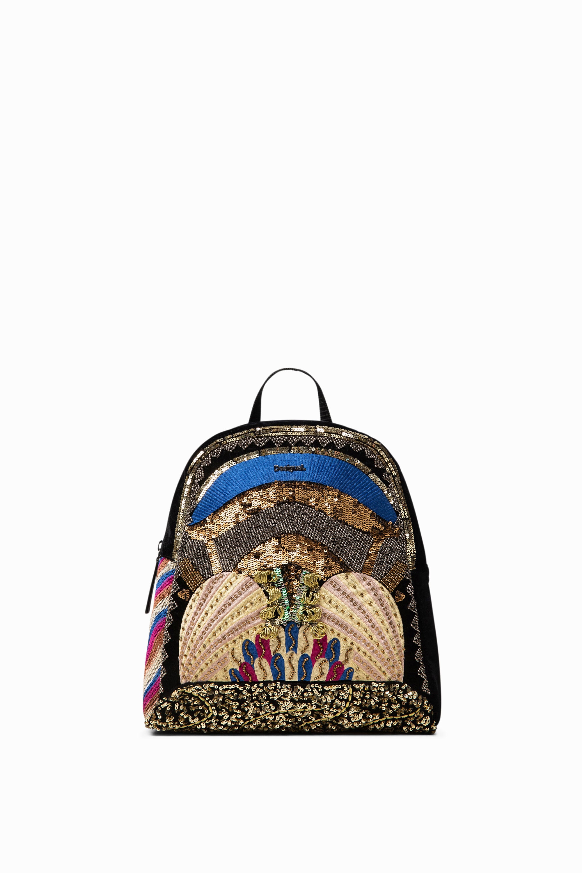 Mini mochila con bordados y lentejuelas - BLACK - U