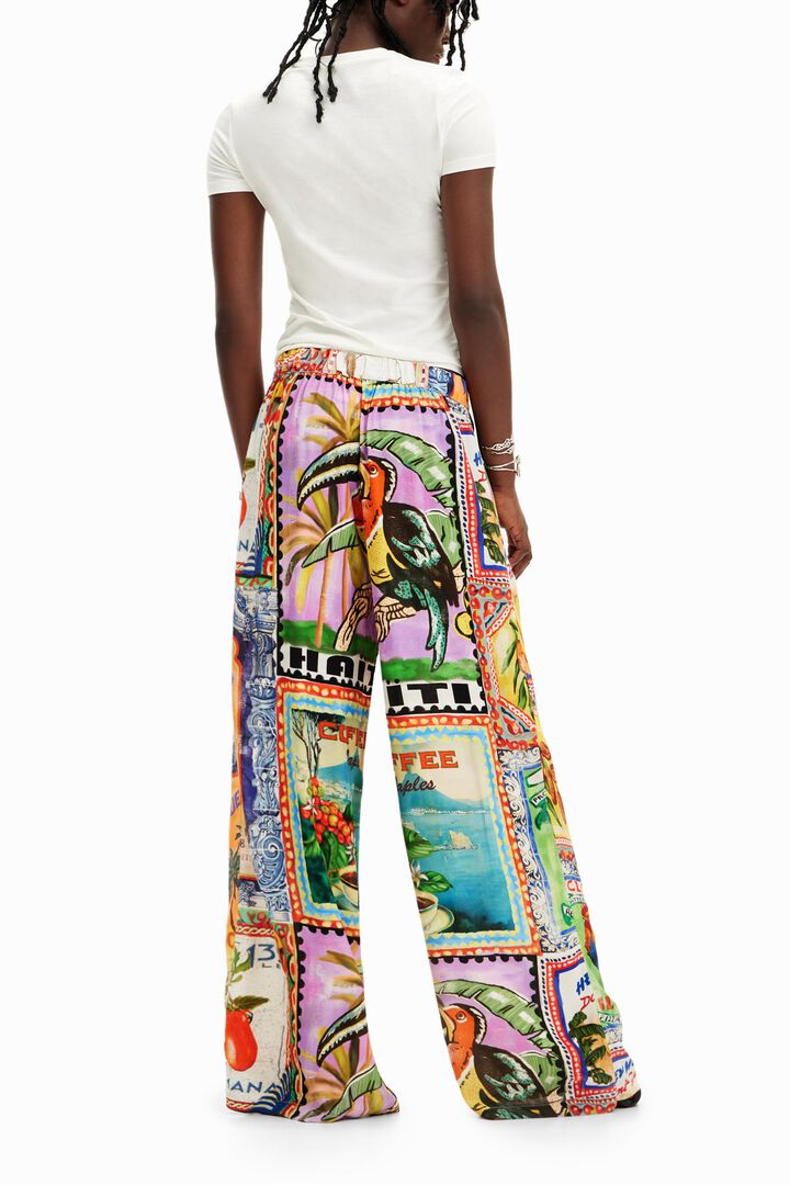 Stella Jean wide leg postcard trousers | Desigual