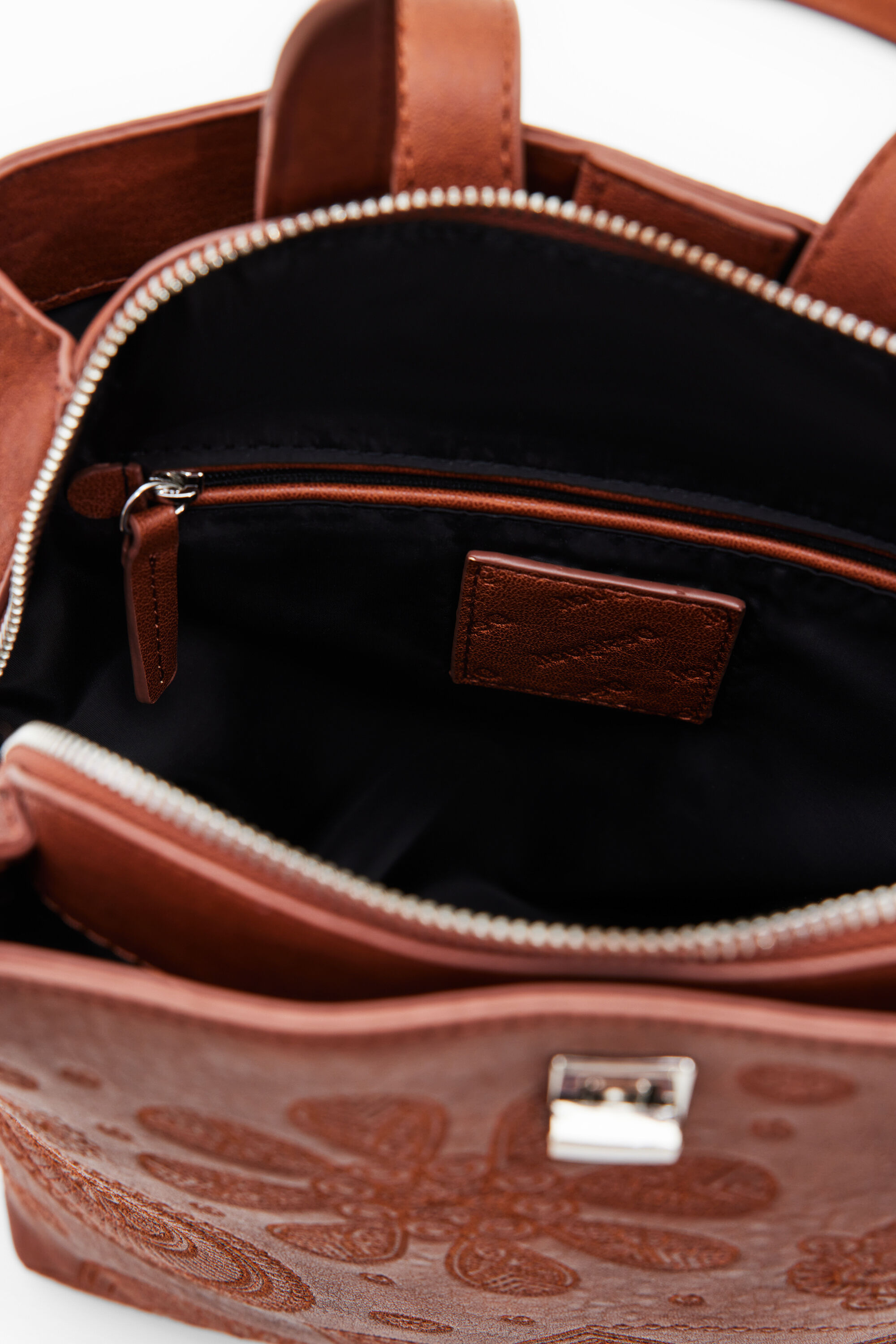 Leather effect backpack store