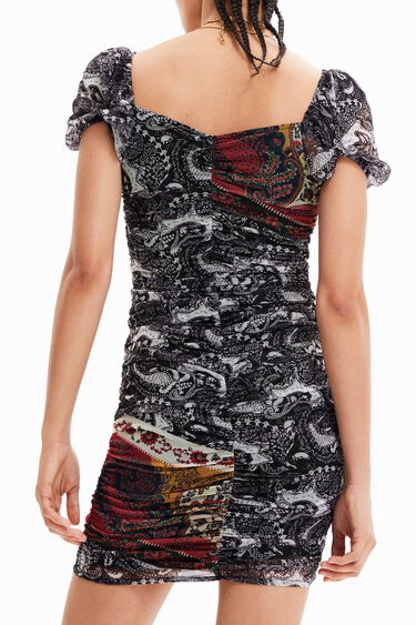 Short ruched Paisley dress | Desigual