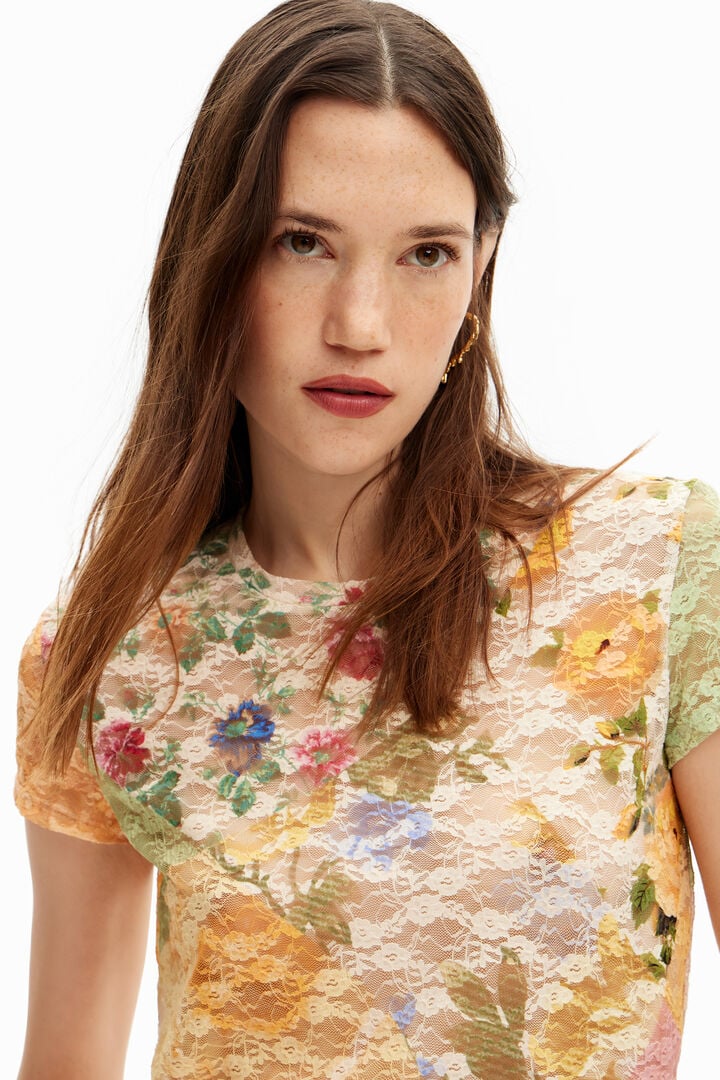 Camiseta encaje fores | Desigual
