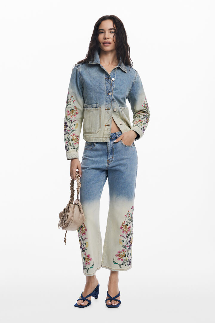 Floral denim jacket