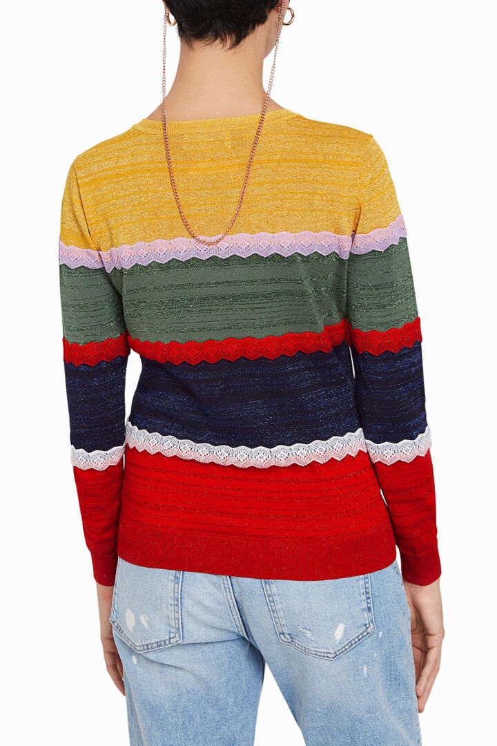 Jersey a rayas lúrex y encaje | Desigual