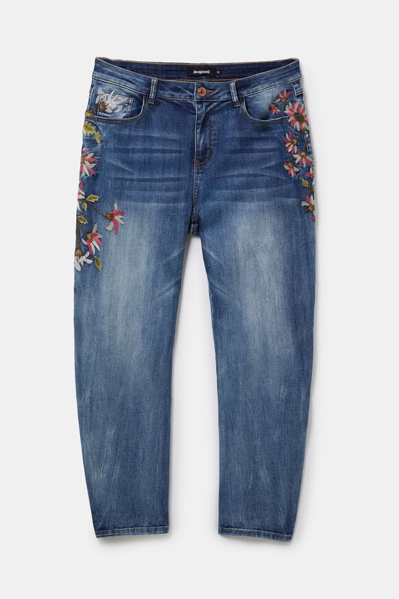 Floral Boyfriend ankle jeans