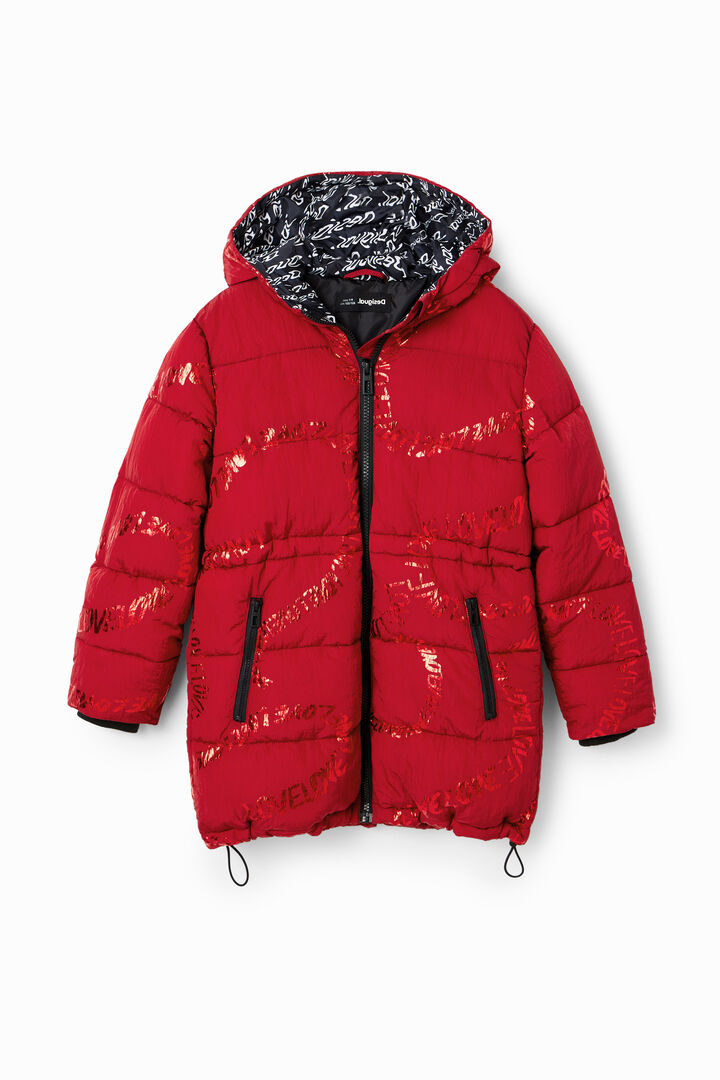 Long padded coat with text | Desigual