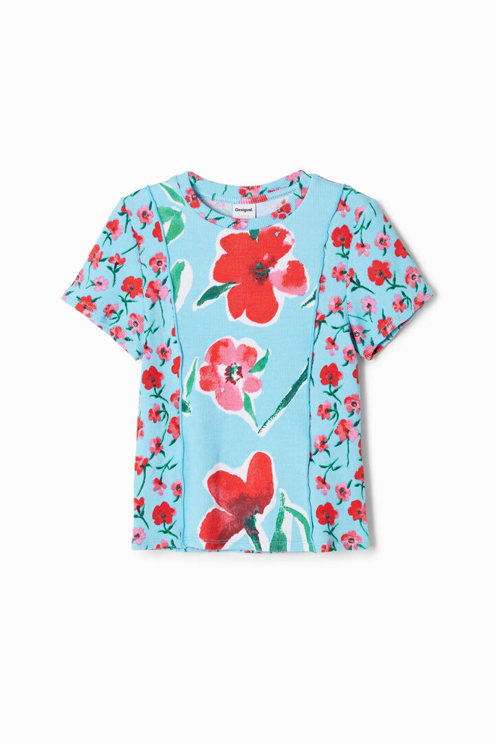 Koszulka z patchworkowym nadrukiem w kwiaty