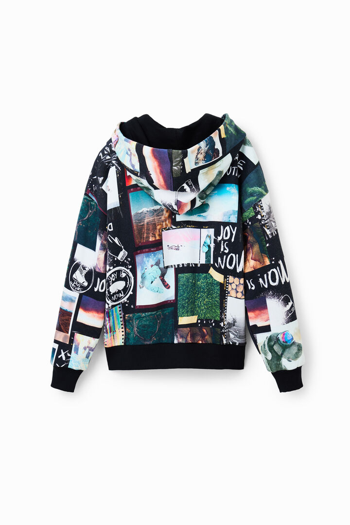 Bluza z kapturem i nadrukiem fotograficznym z motywem kolażu | Desigual