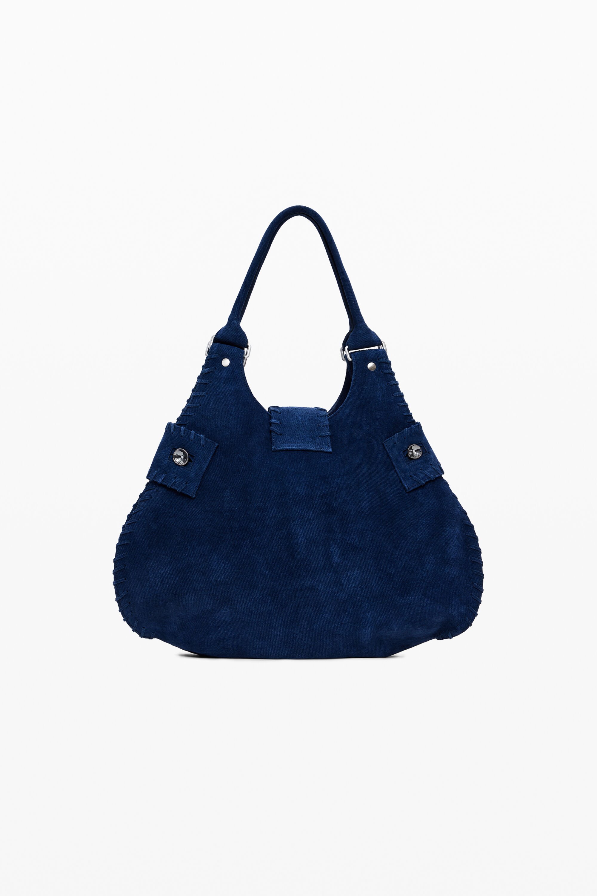 Desigual Medium Woven Leather Bag In Blue