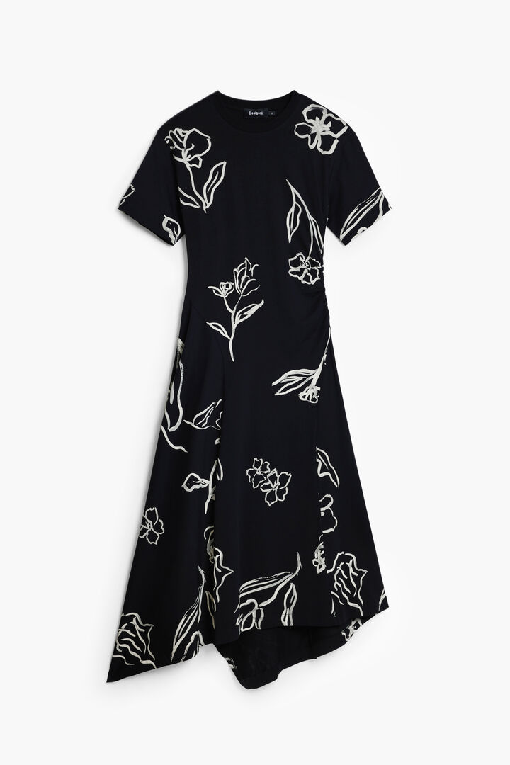 Abito asimmetrico con tratti floreali | Desigual