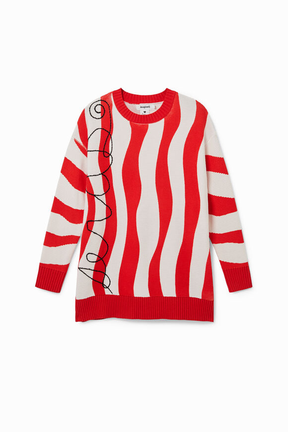 Jersey oversize de punto con olas rojas