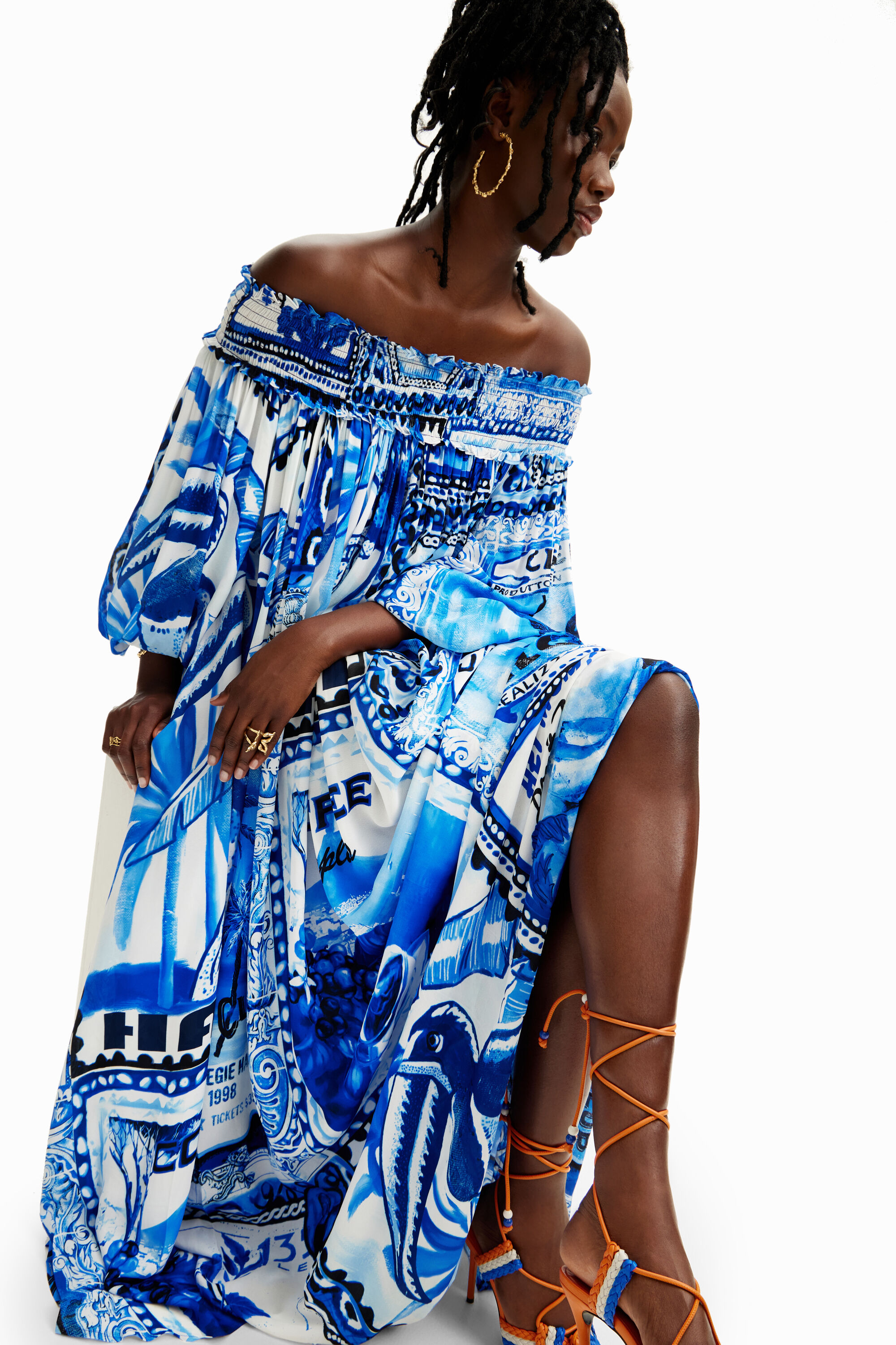 Stella Jean アーティポストカード ロングワンピース レディース | Desigual.com