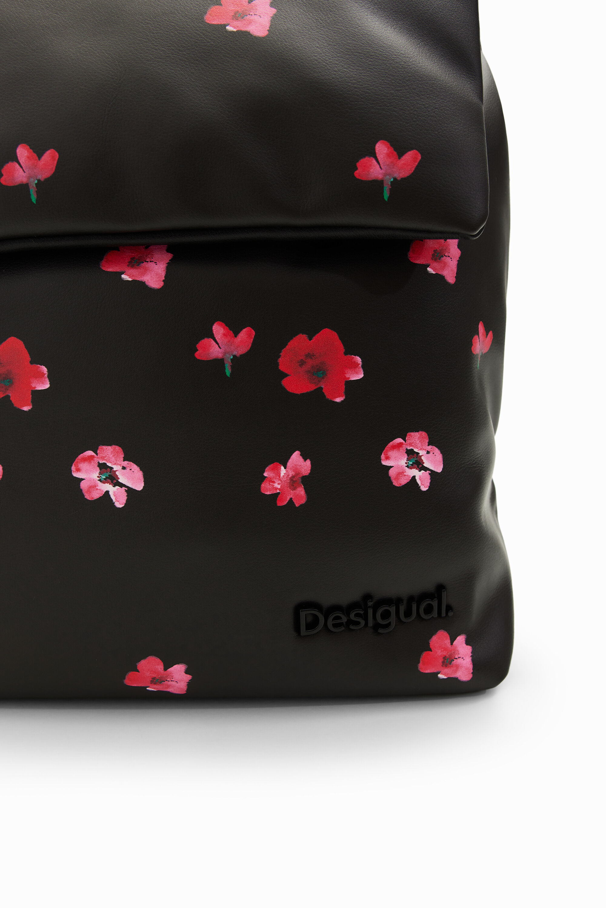 Shop Desigual S Padded Floral Backpack In Black