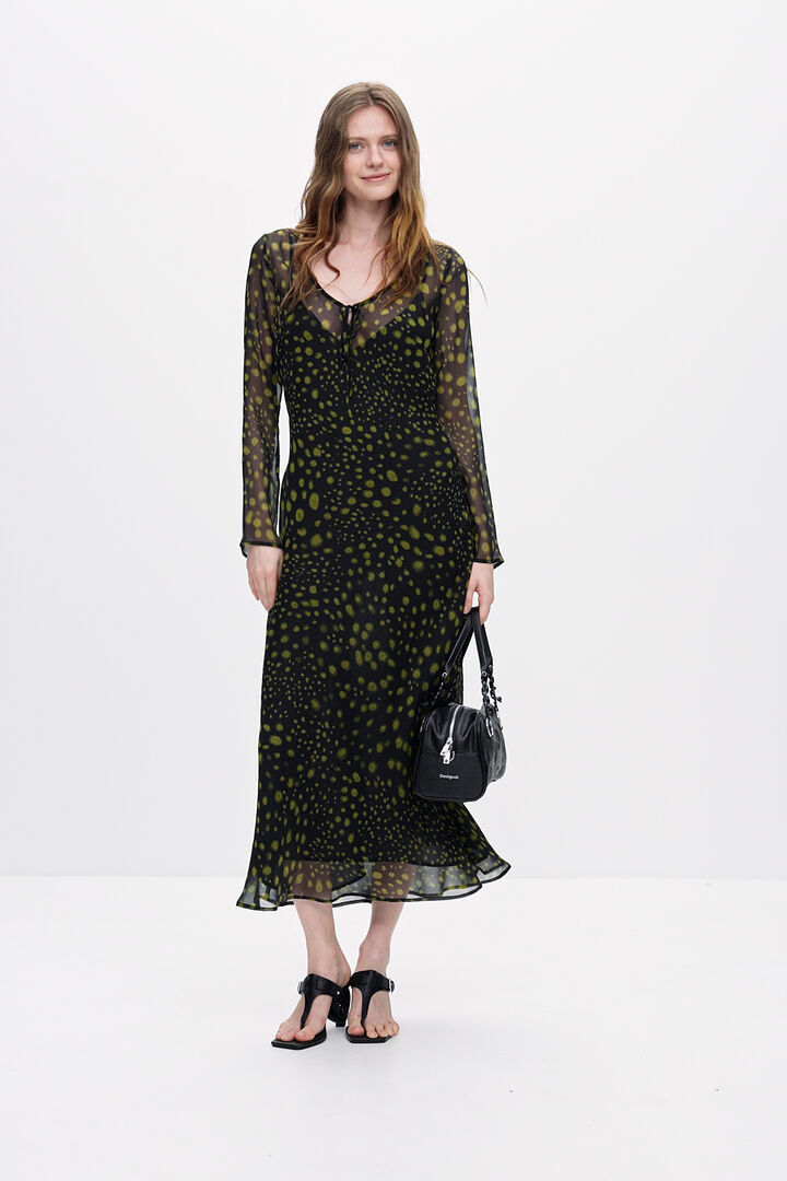 ミディ丈の長袖ワンピース 黒 女性用 I Desigual.com