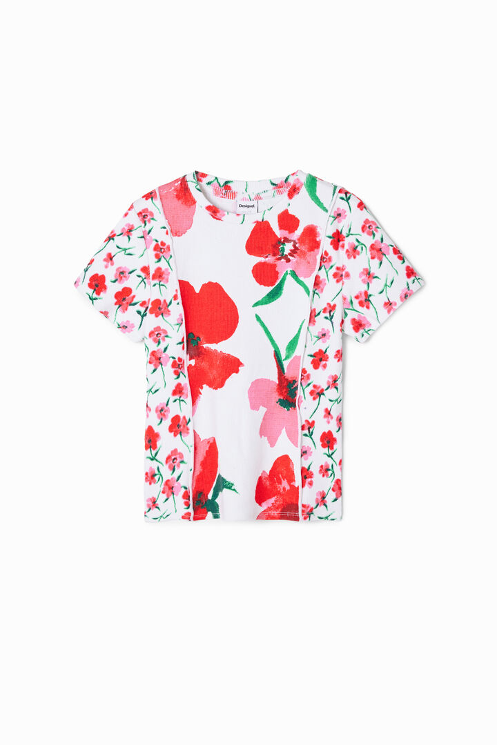 Koszulka z patchworkowym nadrukiem w kwiaty