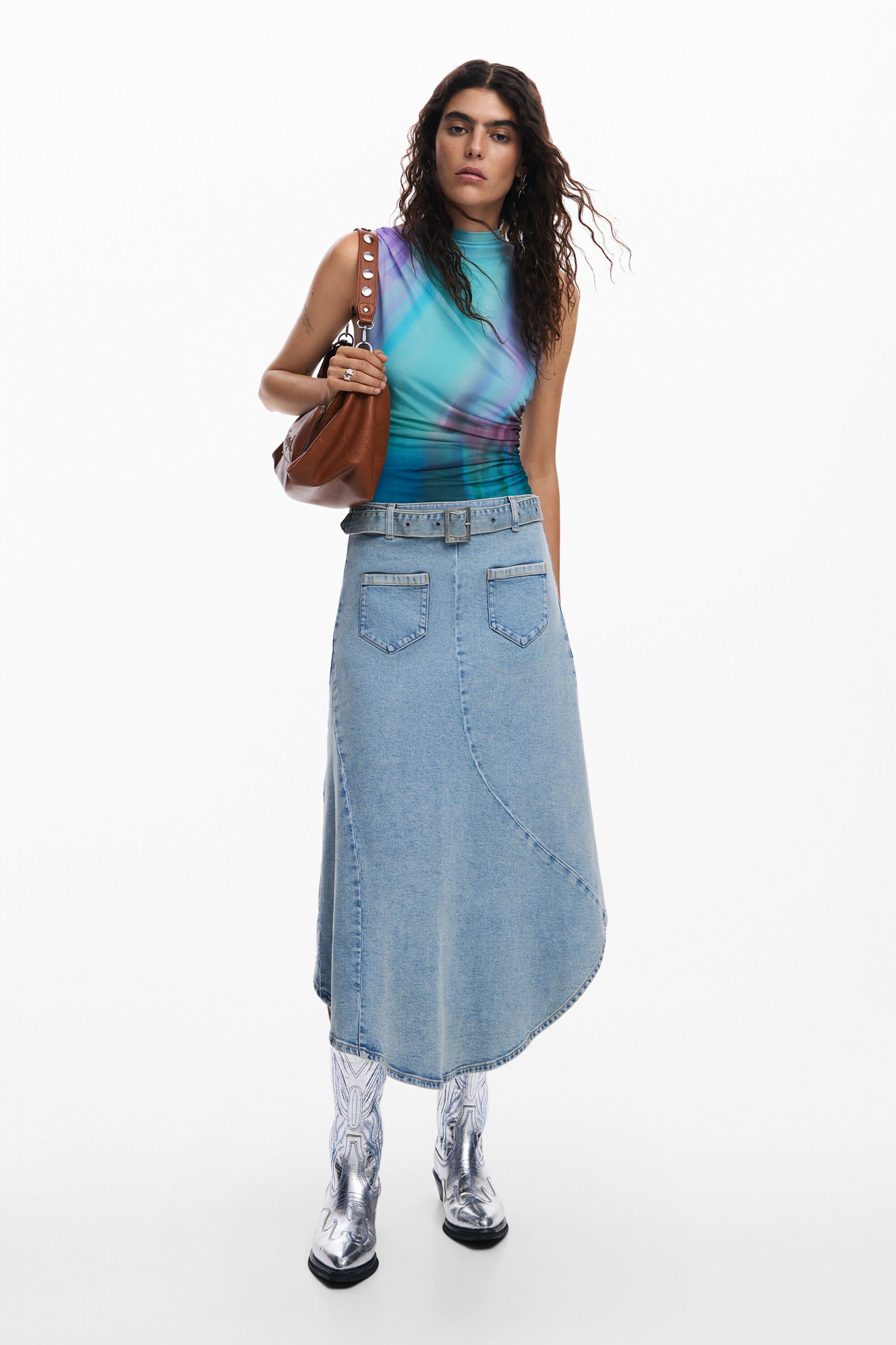Jupe en denim asymetrique pour femme I Desigual