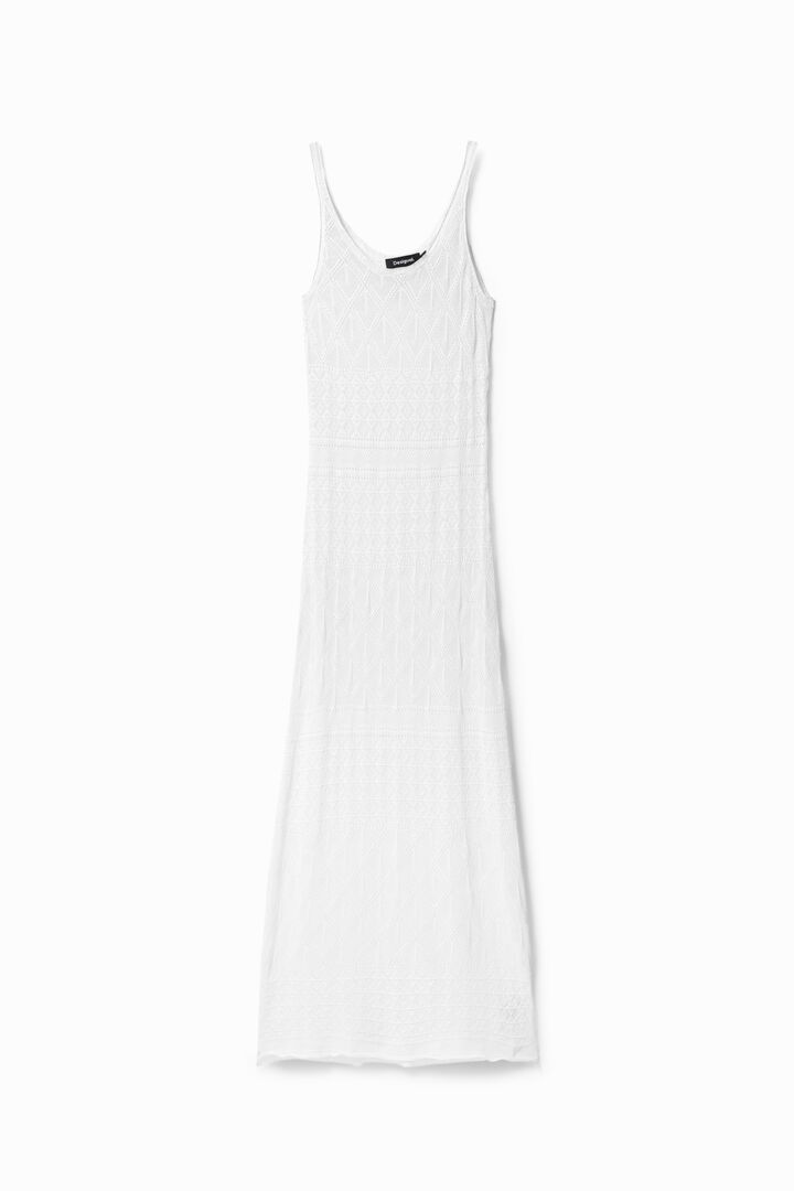 Vestido midi tirantes calado | Desigual