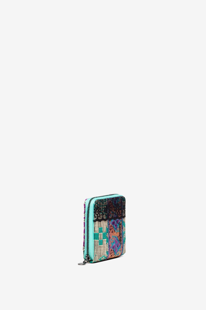 Monedero patch animal, rafia y encaje | Desigual