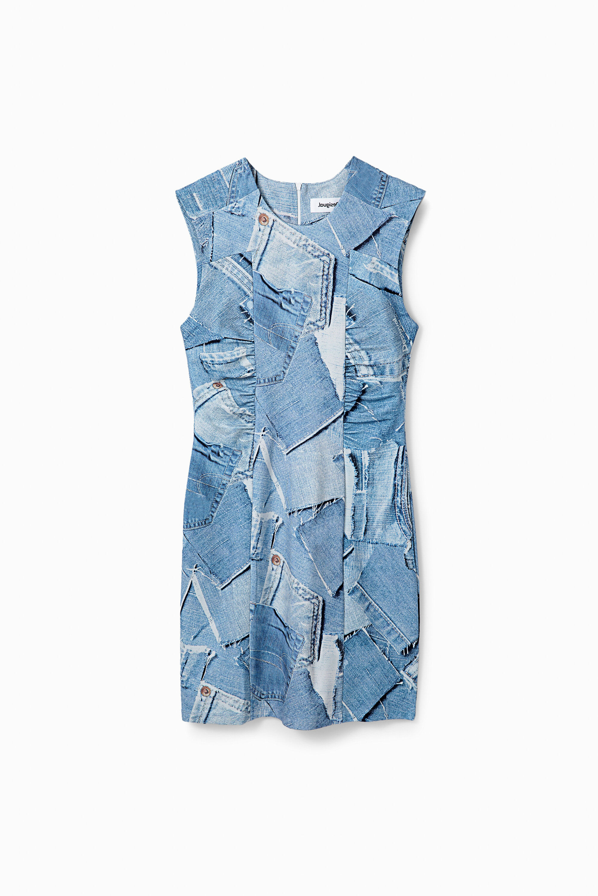Denim patchwork mini dress
