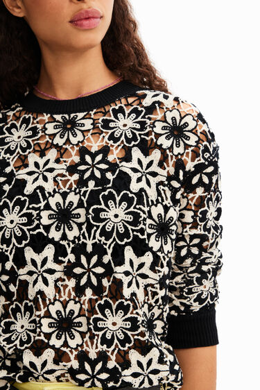 Jersey crochet flores | Desigual