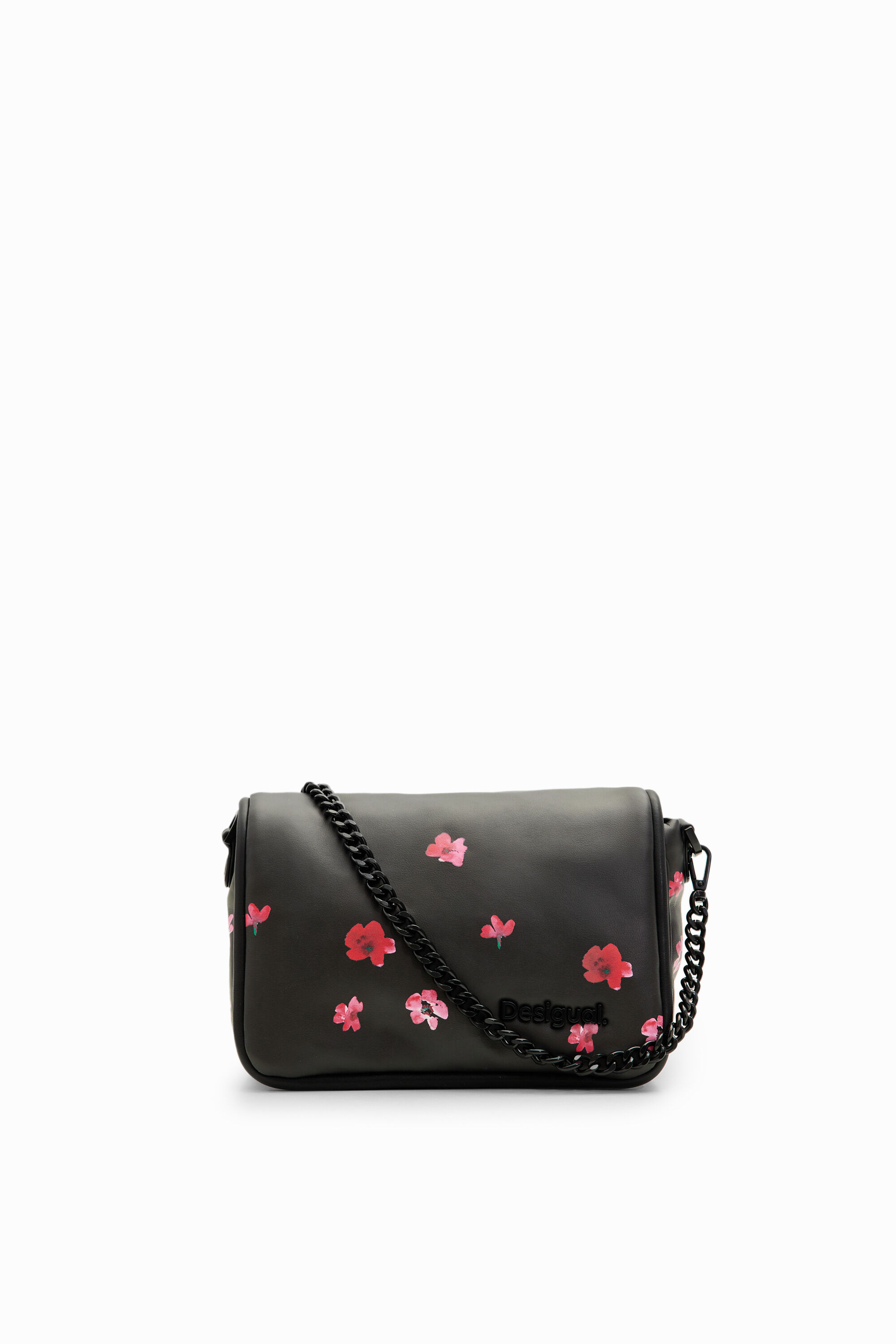 Shop Desigual S Padded Floral Crossbody Bag In Black