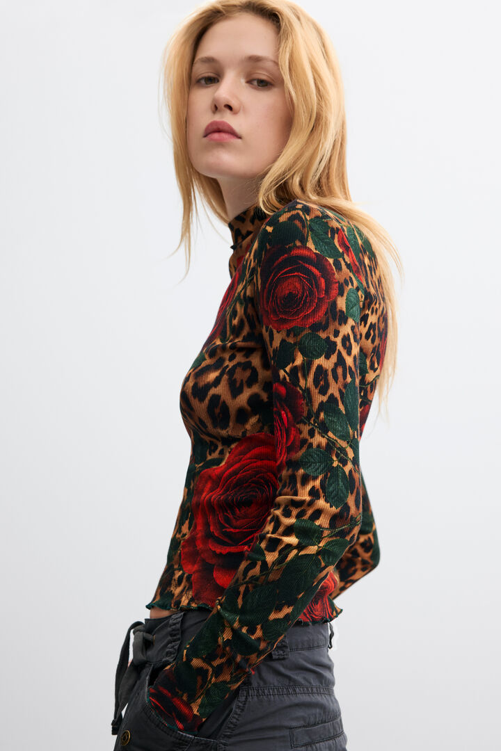 ribbed T-shirt animal print