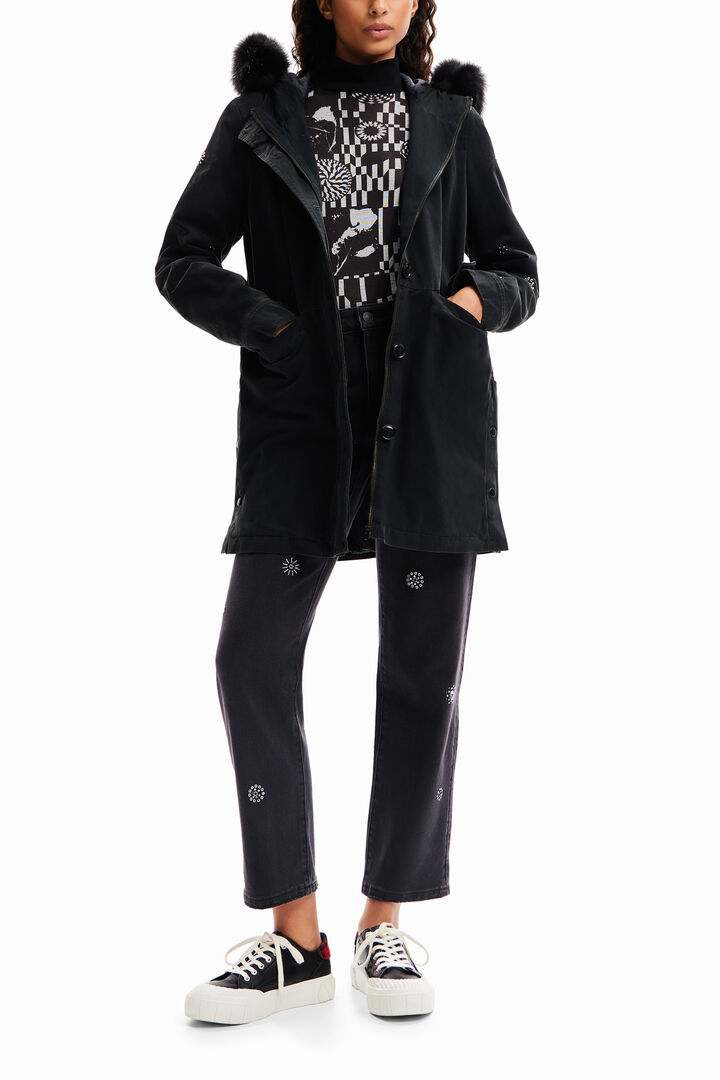 Embroidered hooded parka | Desigual