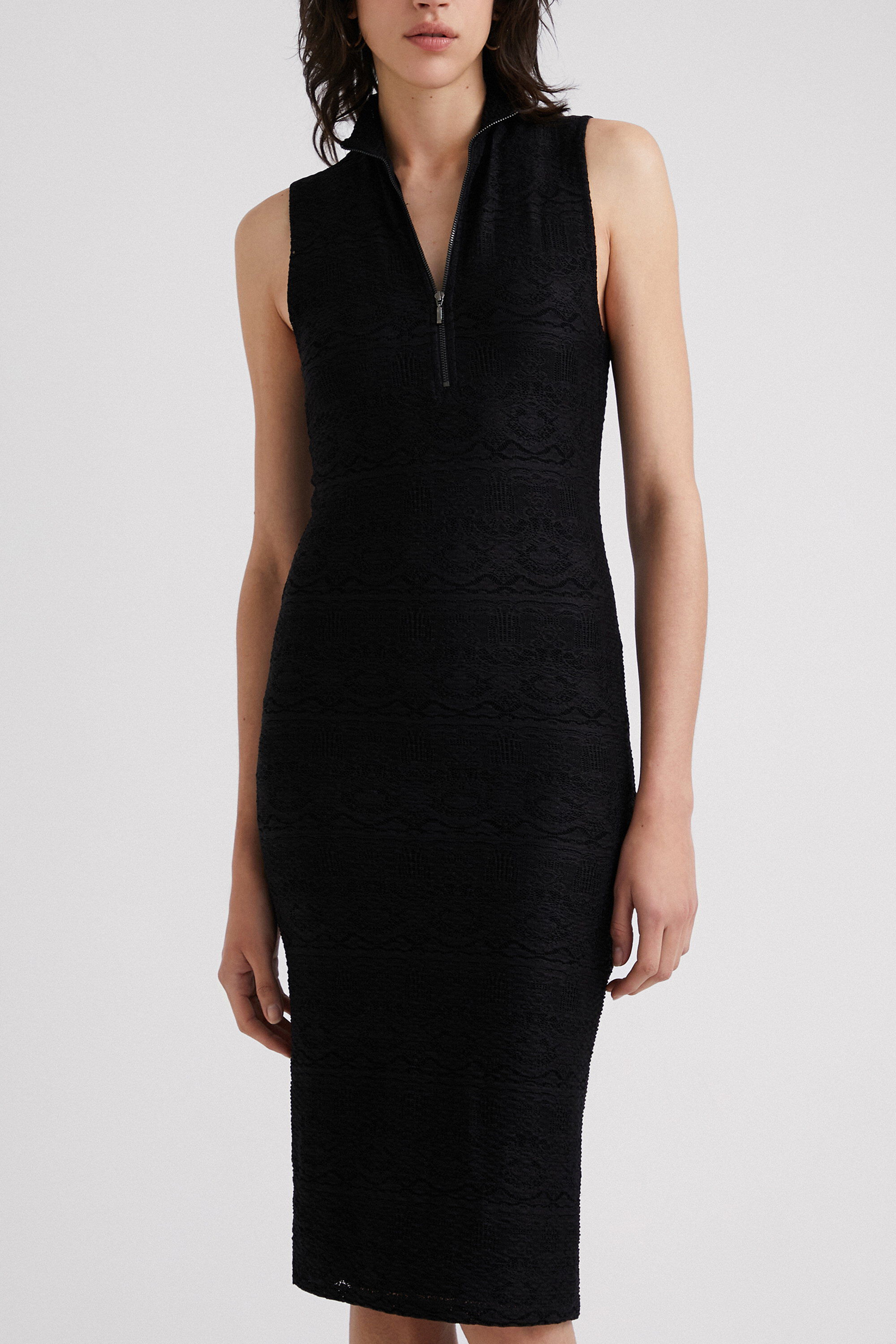 Vestido desigual negro encaje deals