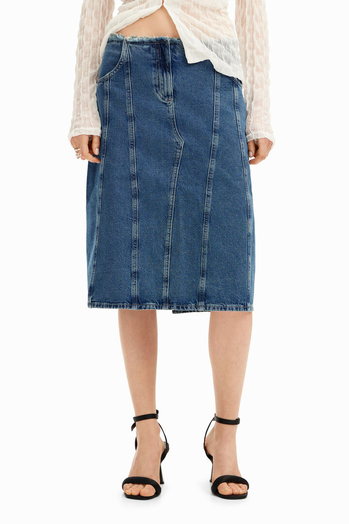 Midi-Rock, gestreifter Denim-Effekt | Desigual