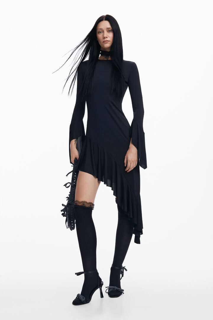 Asymmetric black dress María Escoté | Desigual