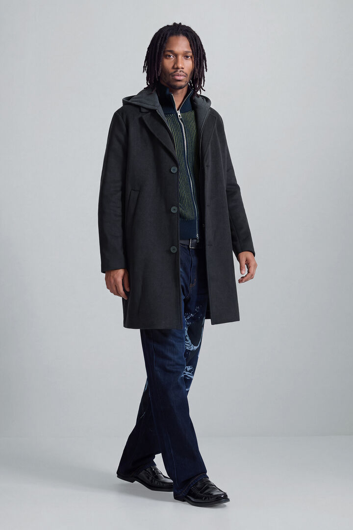 manteau en laine boutonn&eacute;