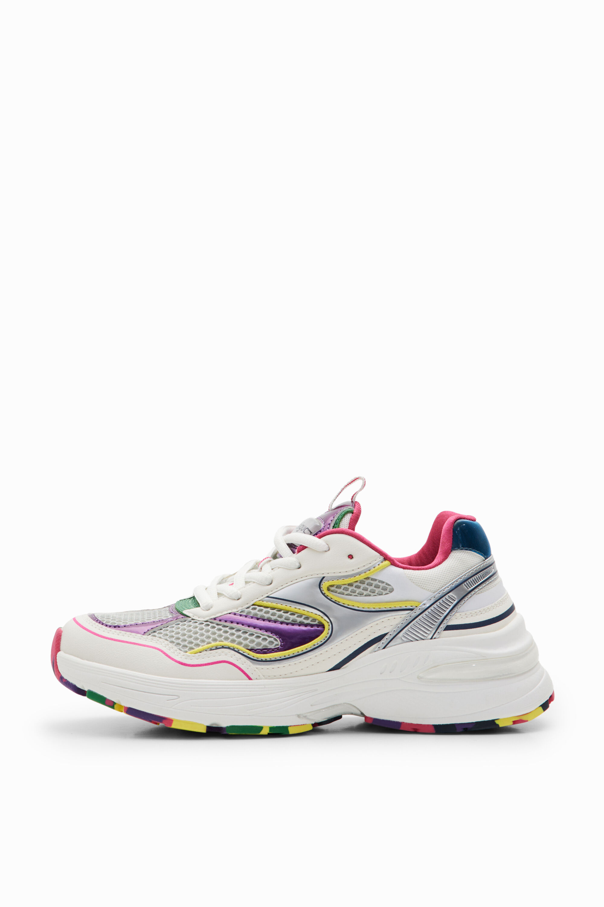 Desigual Multicolour Running Sneakers In White