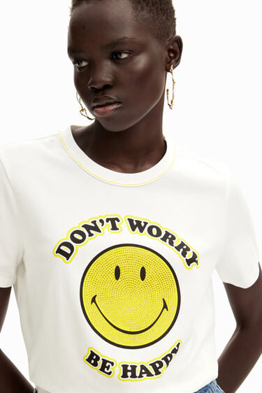 Majica s Smileyjem® iz okrasnih kamenčkov | Desigual