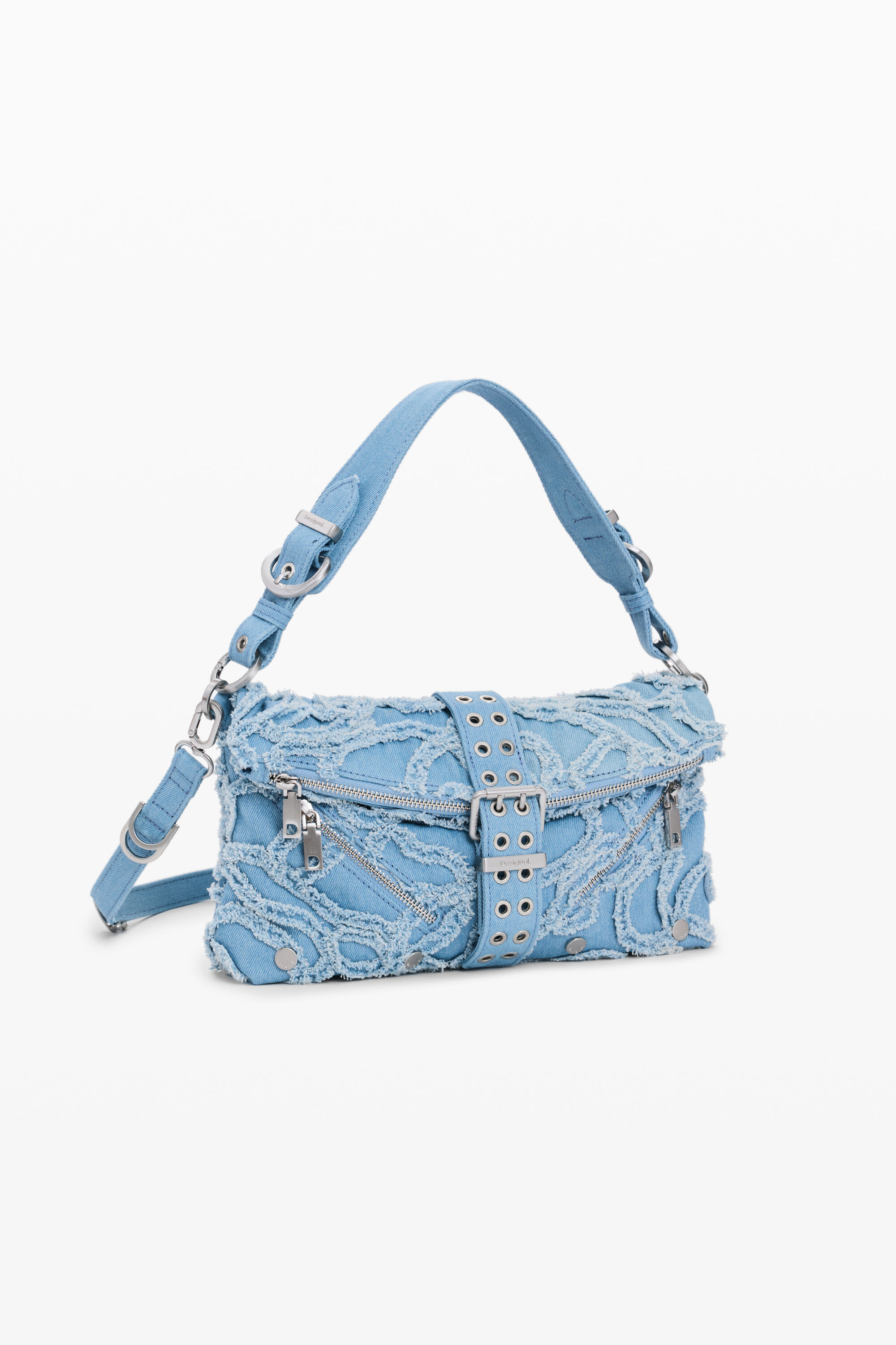 Embroidered denim bag blue women's accessories I Desigual.com